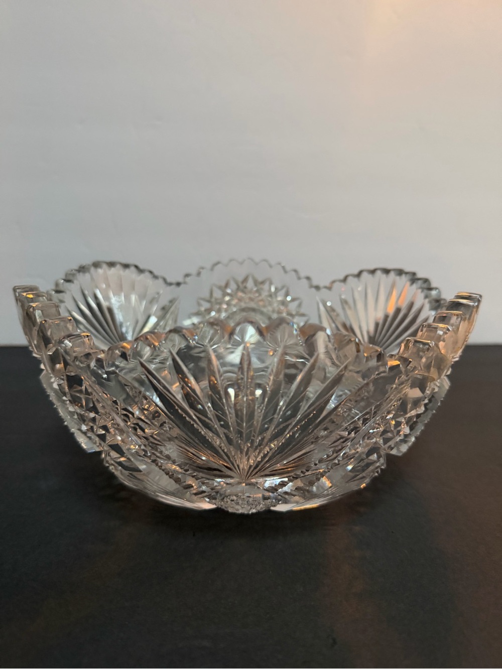 Antique American Brilliant Cut Glass Crystal Decorative Bowl 9”